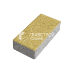 Тротуарная плитка Прямоугольник 10х20х10 см, желтая на камне